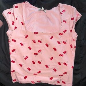 Pink Cherry Print Top
